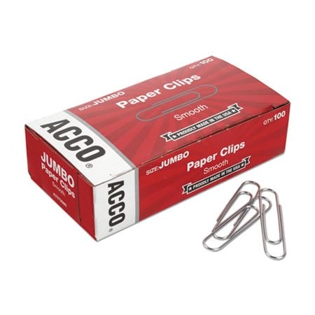 Gbc ACCO, PAPER CLIPS, JUMBO, SILVER, 1000PK 72580